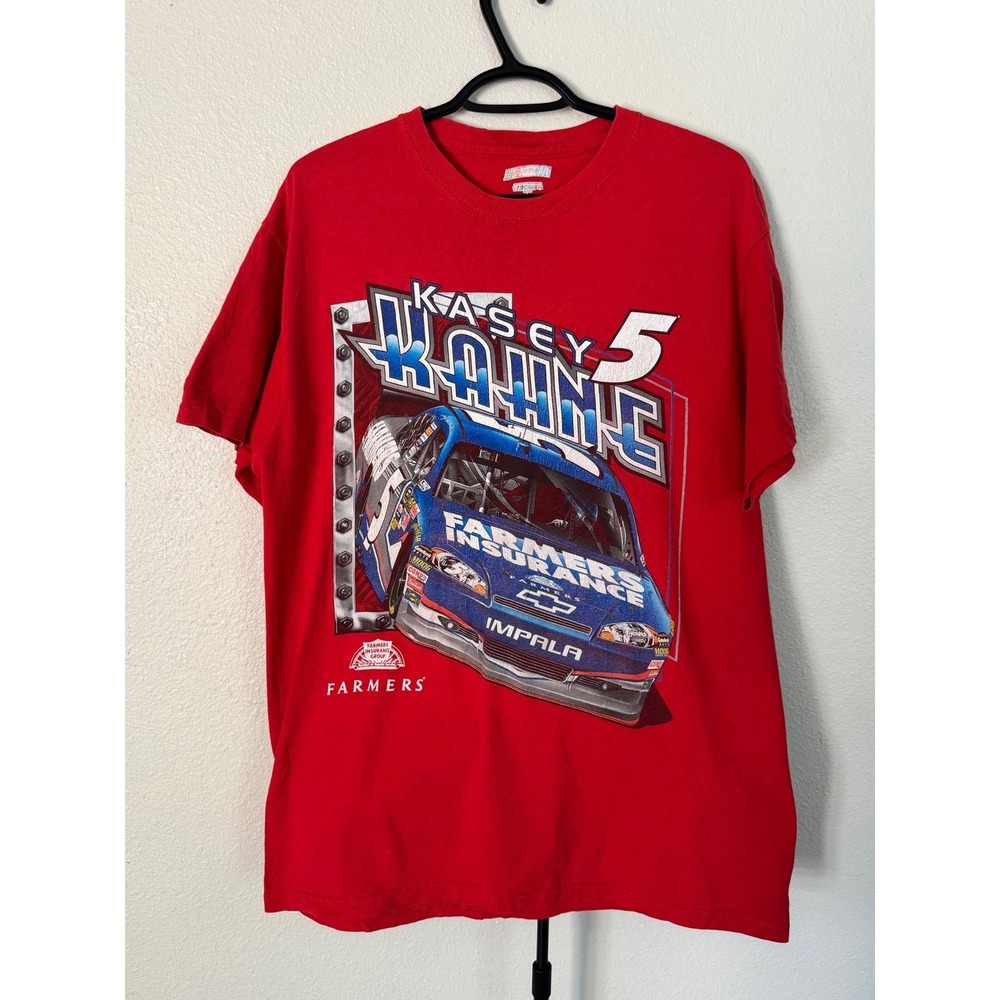 NASCAR Kasey Kahne 5 Farmers Insurance Racing T-Shirt‎ Mens Large Red Hendrick
